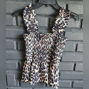NWT Ruffle Animal Print Tank Top Size Small